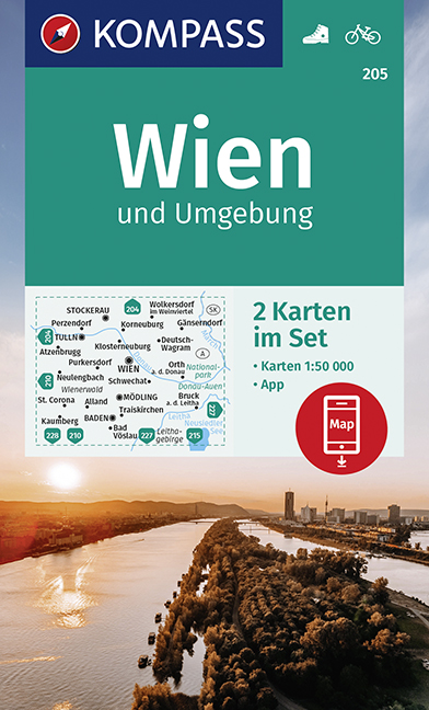 Online bestellen: Wandelkaart 205 Wien und Umgebung | Kompass