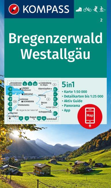 Online bestellen: Wandelkaart 2 Bregenzerwald - Westallgäu | Kompass