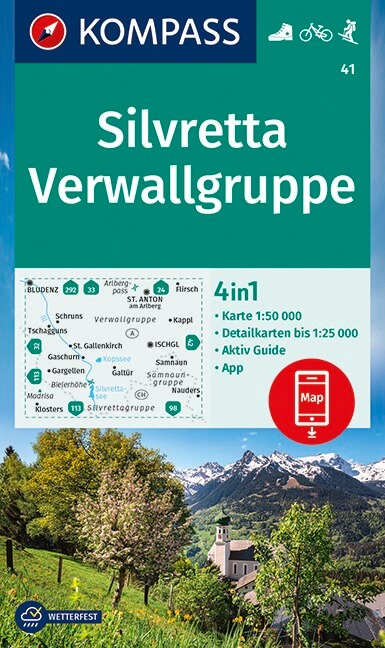 Online bestellen: Wandelkaart 41 Silvretta - Verwallgruppe | Kompass