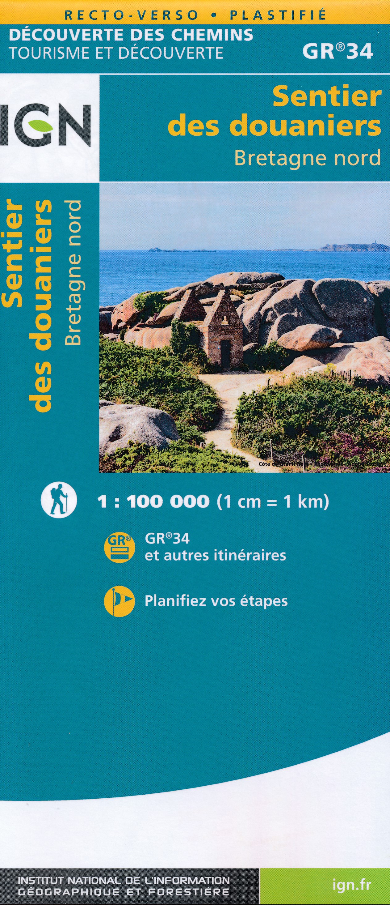 Online bestellen: Wandelkaart - Wegenkaart - landkaart Sentier des Douaniers - Bretagne nord GR34 | IGN - Institut Géographique National