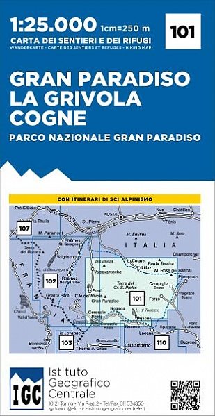 Online bestellen: Wandelkaart 101 Gran Paradiso - La Grivola - Cogne | IGC - Istituto Geografico Centrale