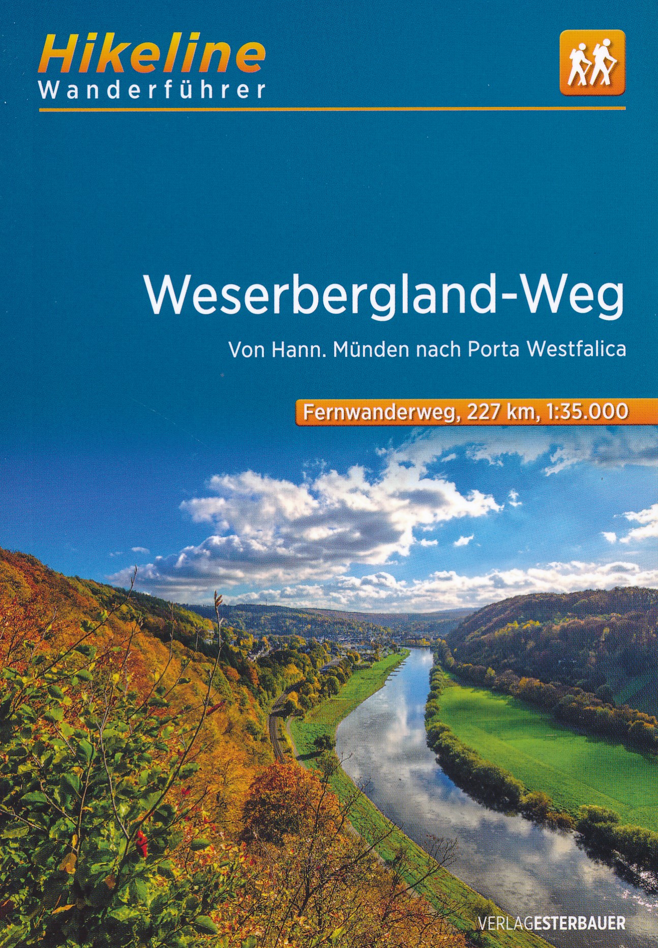 Online bestellen: Wandelgids Hikeline Weserbergland-Weg | Esterbauer