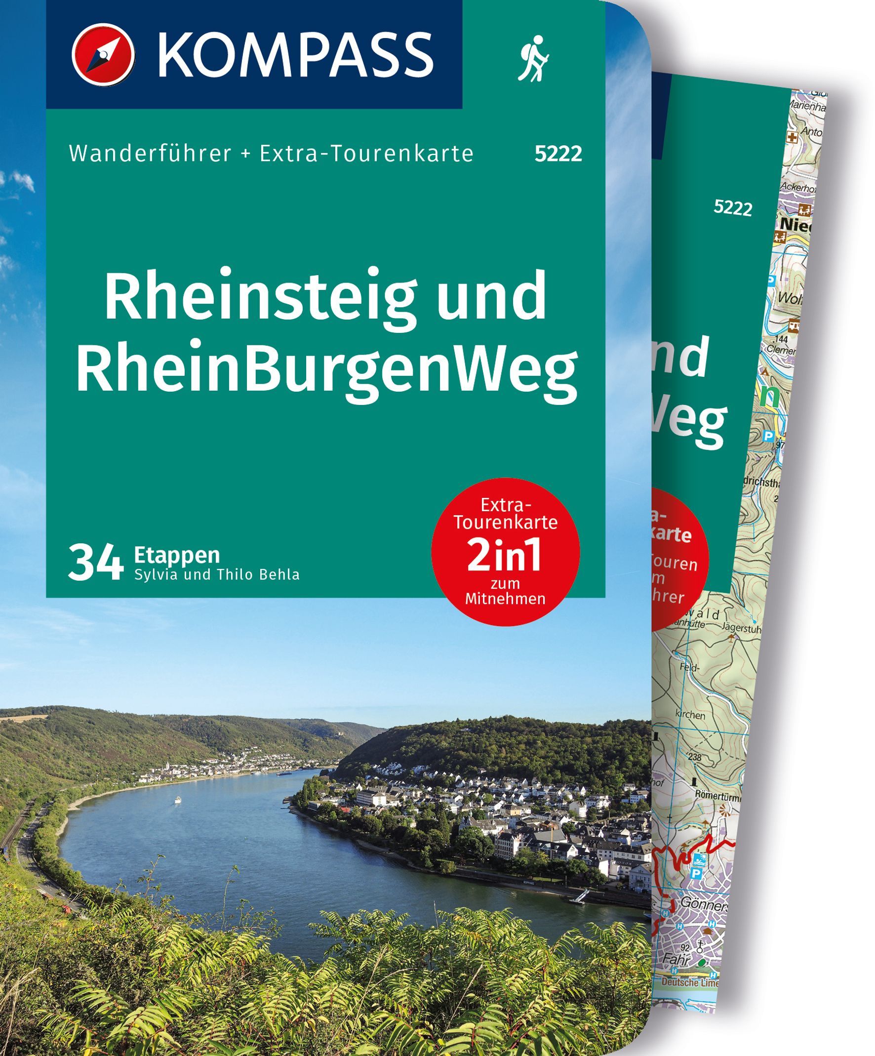 Online bestellen: Wandelgids 5222 Wanderführer Rheinsteig und RheinBurgenWeg | Kompass