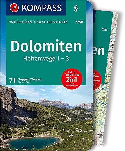 Online bestellen: Wandelgids 5780 Wanderführer Dolomiten Höhenweg 1 - 3 | Kompass