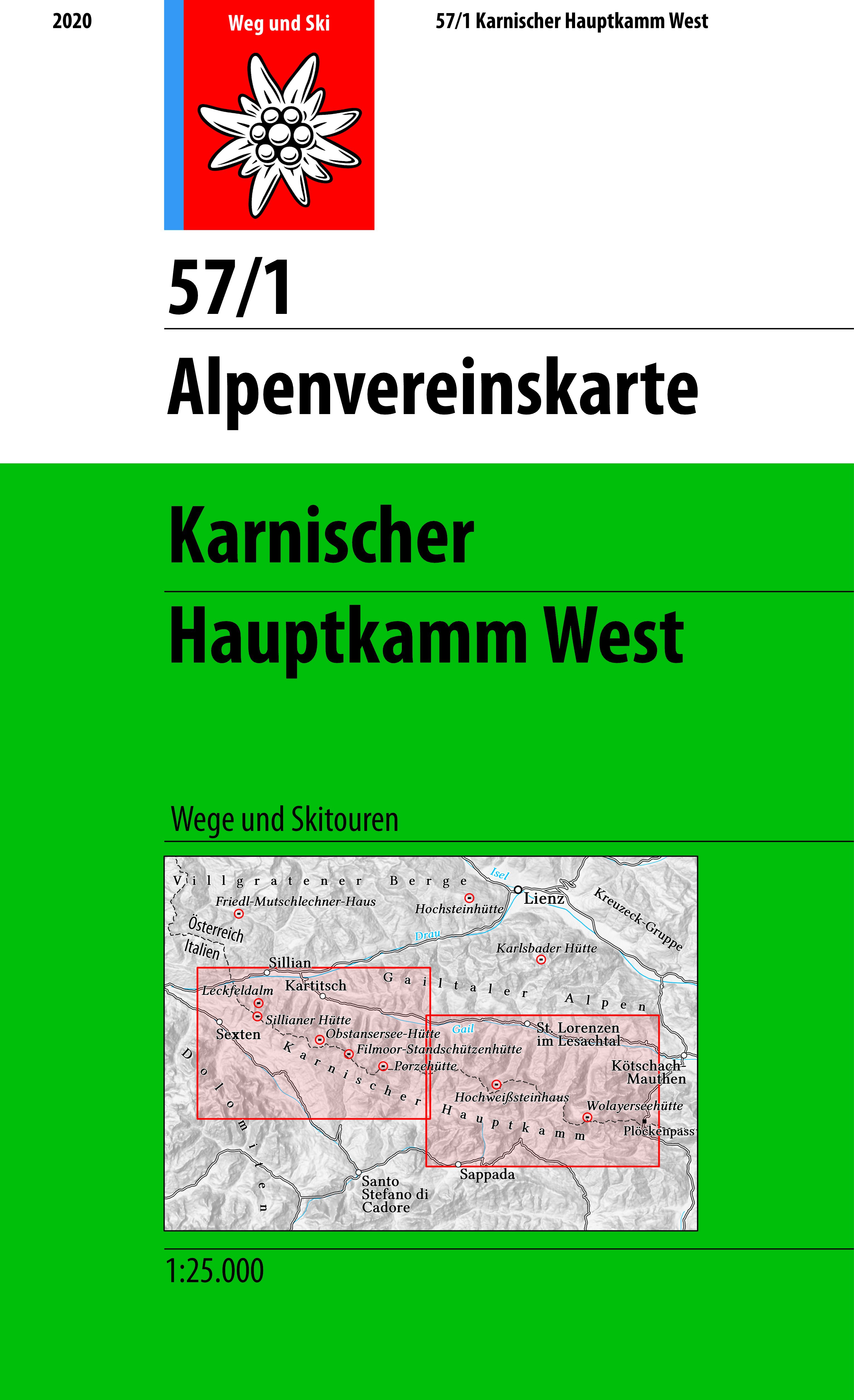 Online bestellen: Wandelkaart 57/1 Alpenvereinskarte Karnischer Hauptkam West | Alpenverein