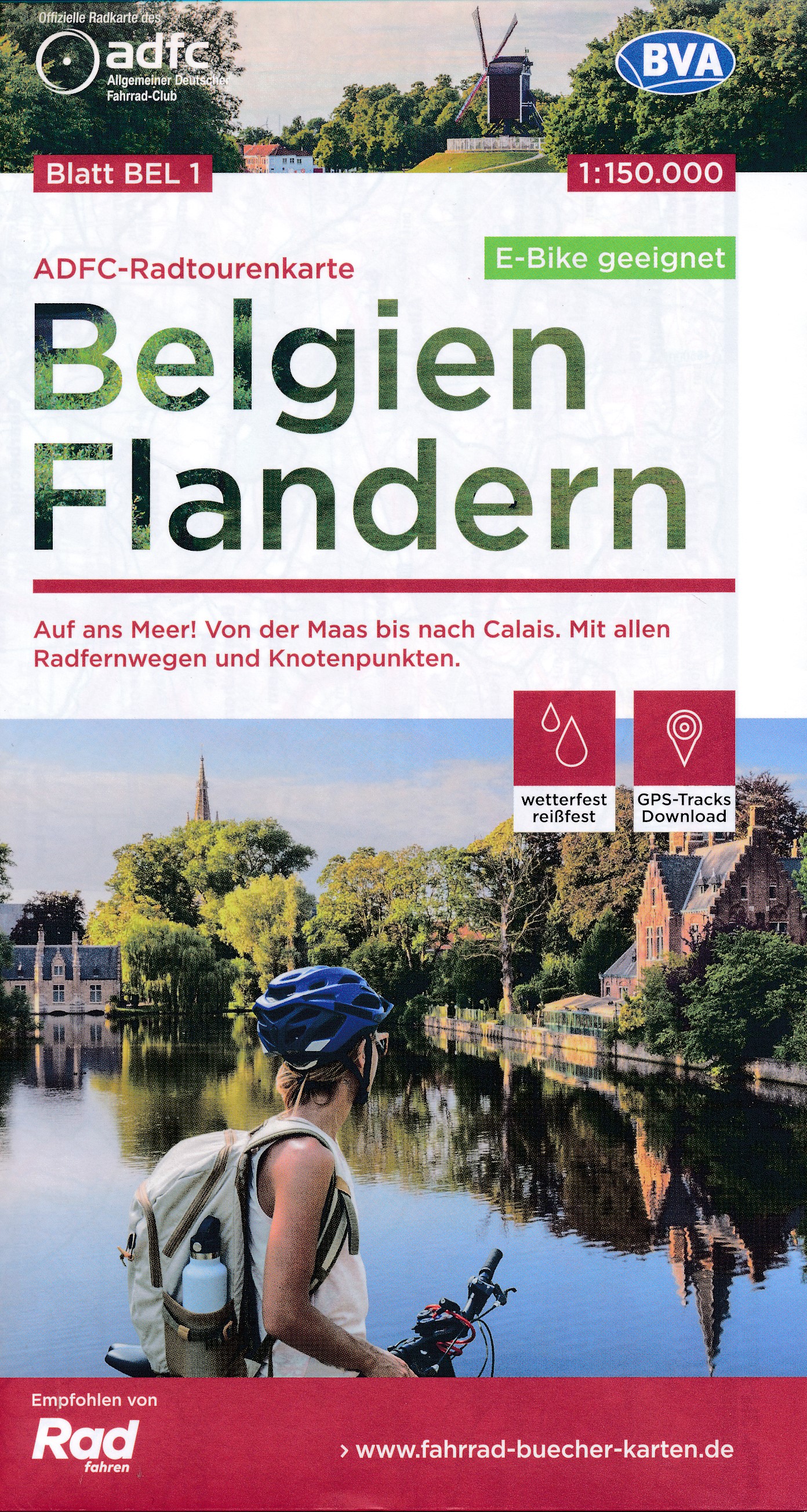 Online bestellen: Fietskaart BEL1 ADFC Radtourenkarte Vlaanderen - Flandern - België | BVA BikeMedia