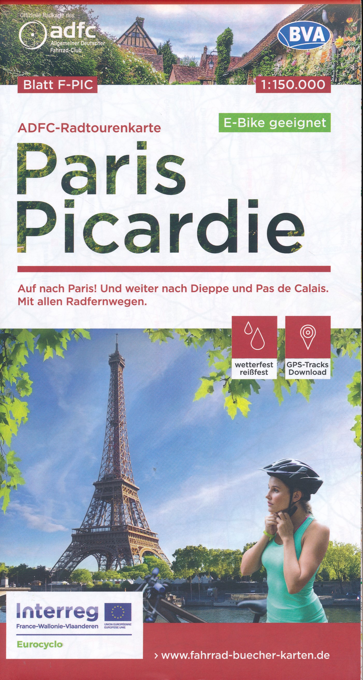 Online bestellen: Fietskaart F-PIC ADFC Radtourenkarte Paris - Picardie - Frankrijk noordwest | BVA BikeMedia