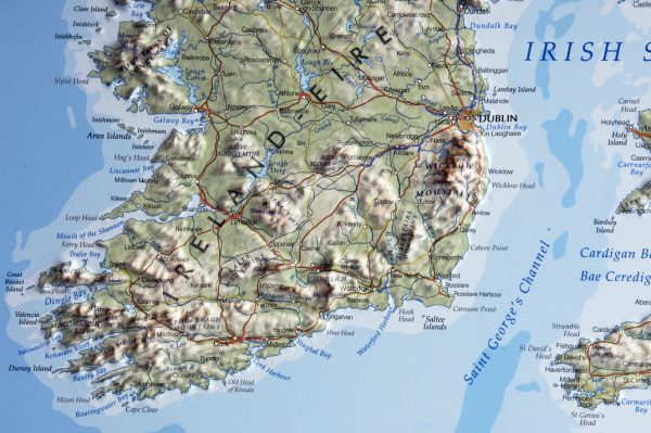 Online bestellen: Reliëfkaart Ireland met voelbaar 3D reliëf 30 x 22 cm | Dorrigo