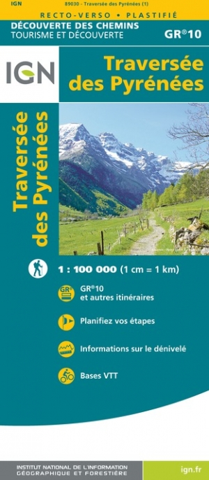 Online bestellen: Wandelkaart Traversee des Pyrenees GR10 | IGN - Institut Géographique National