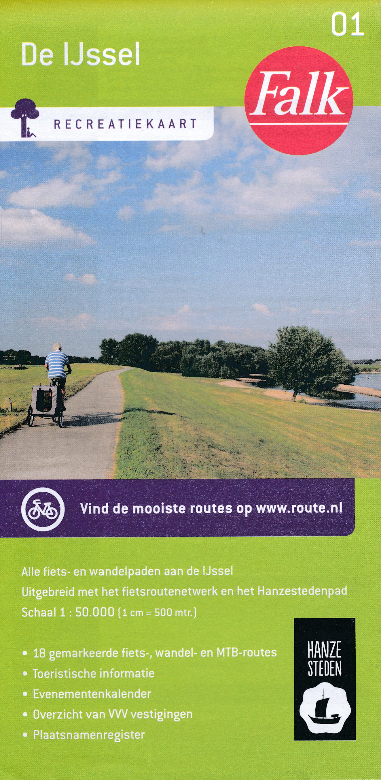 Online bestellen: Wandelkaart - Fietskaart 01 Recreatiekaart De IJssel | Falk