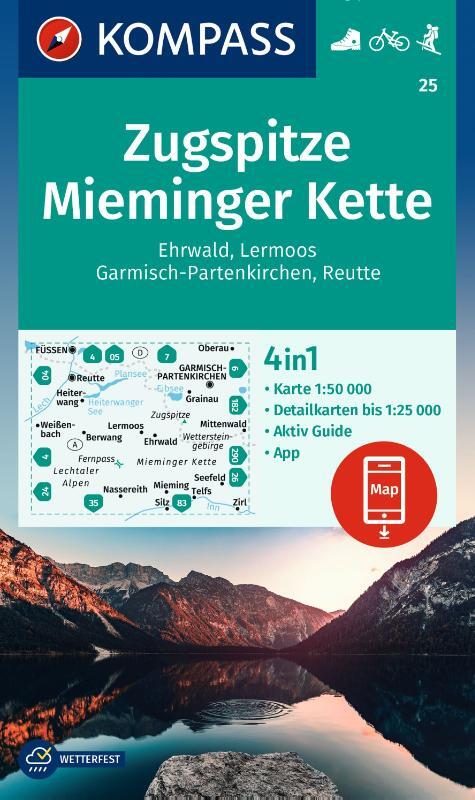Online bestellen: Wandelkaart 25 Zugspitze - Mieminger Kette | Kompass