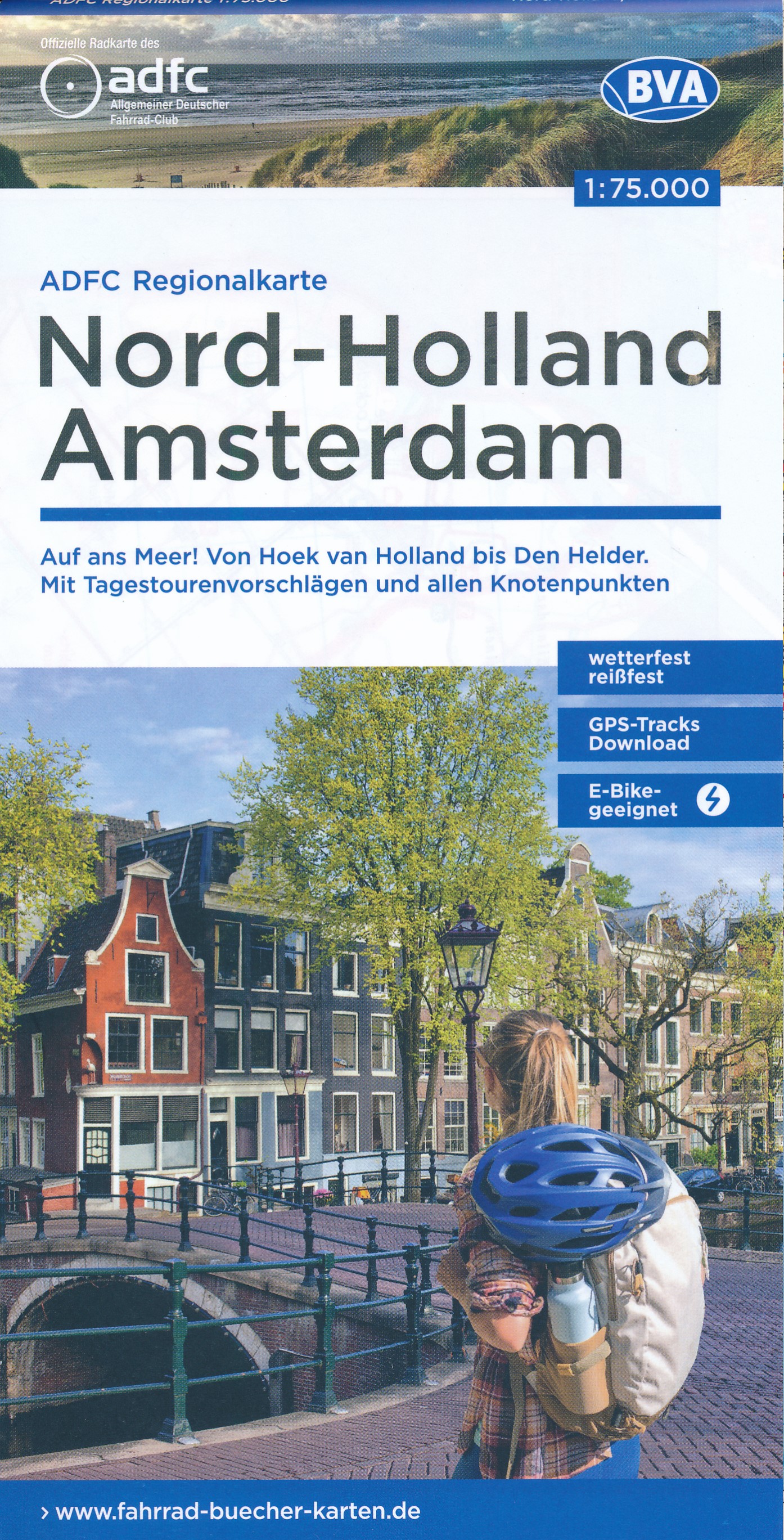 Online bestellen: Fietskaart ADFC Regionalkarte Noord Holland - Amsterdam | BVA BikeMedia
