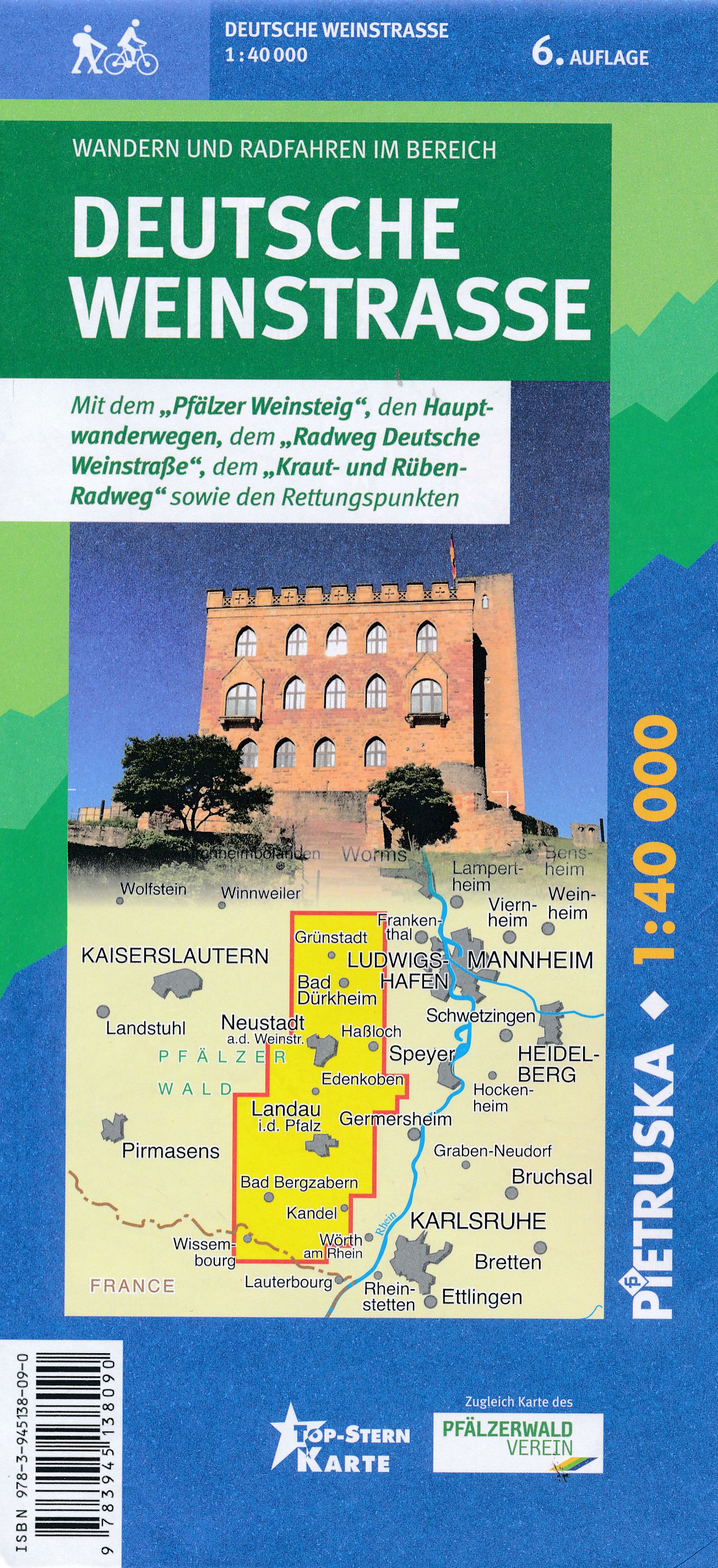 Online bestellen: Wandelkaart - Fietskaart Deutsche Weinstraße - Duitse wijnroute | Pietruska