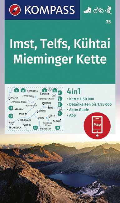 Online bestellen: Wandelkaart 35 Imst - Telfs - Kühtai - Mieminger Kette | Kompass