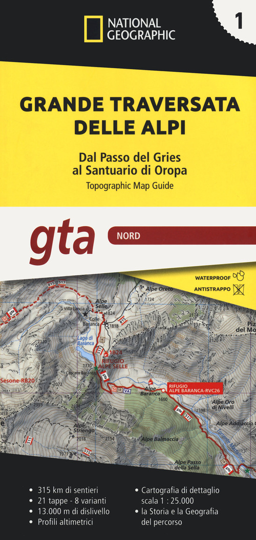 Online bestellen: Wandelatlas 1 Grande traversata delle Alpi - GTA Noord. | National Geographic