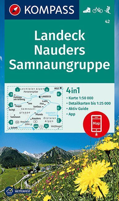 Online bestellen: Wandelkaart 42 Landeck - Nauders - Samnaungruppe | Kompass