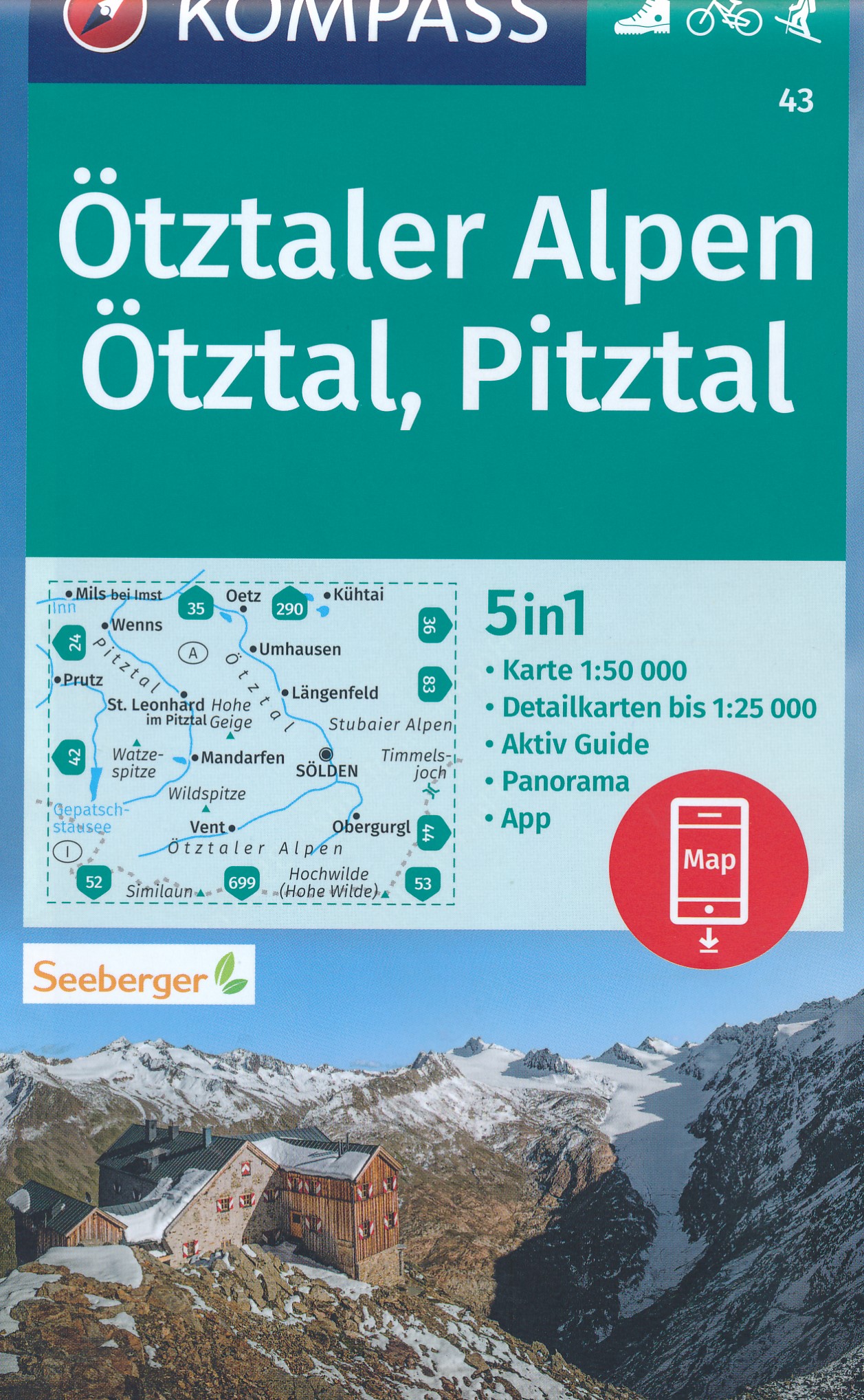 Online bestellen: Wandelkaart 43 Ötztaler Alpen - Ötztal - Pitztal | Kompass