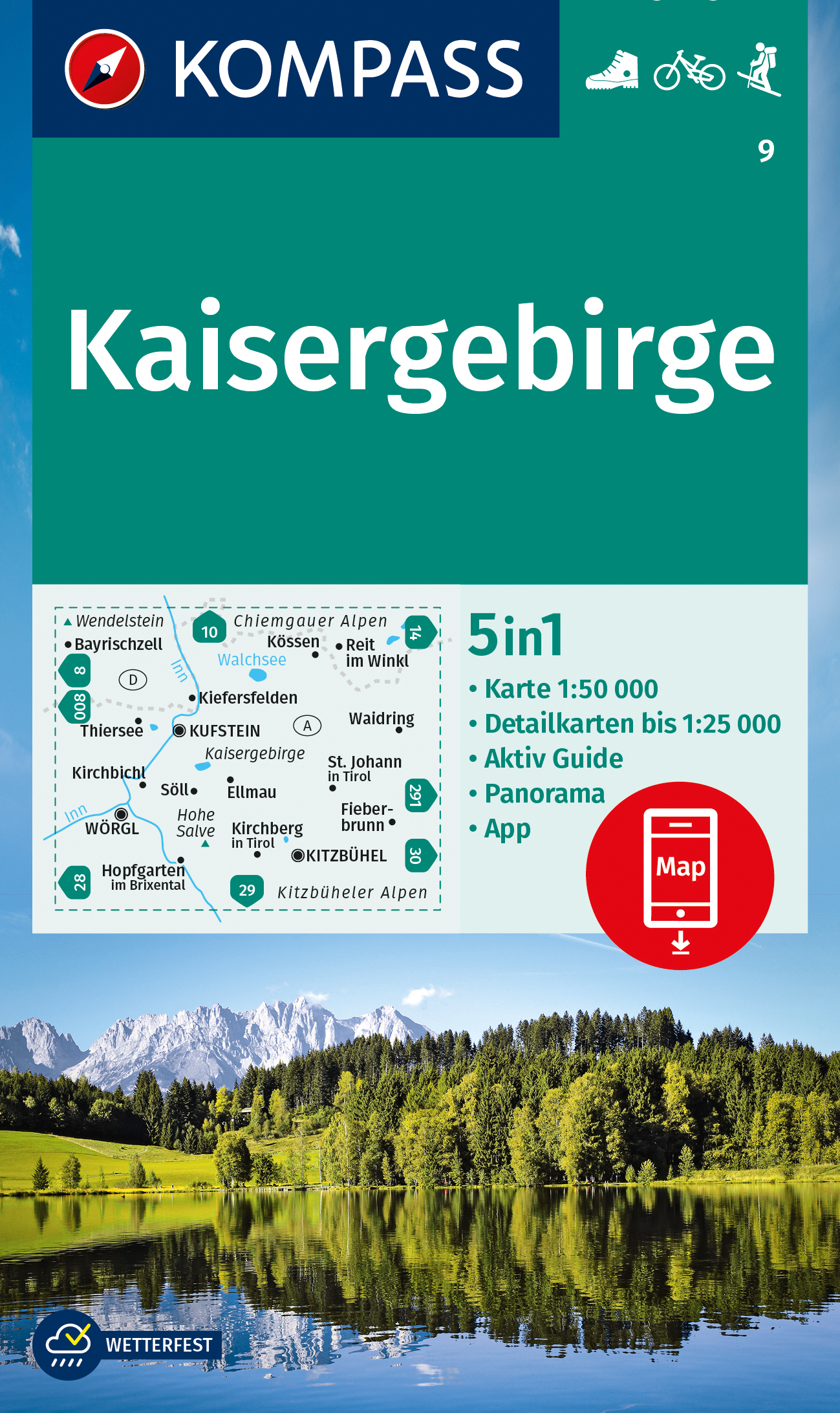 Online bestellen: Wandelkaart 9 Kaisergebirge | Kompass