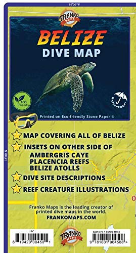 Online bestellen: Waterkaart Belize Dive Map | Franko Maps