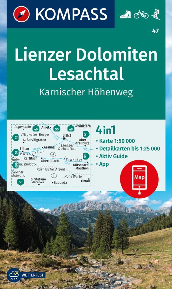 Online bestellen: Wandelkaart 47 Lienzer Dolomiten - Lesachtal | Kompass