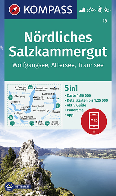 Online bestellen: Wandelkaart 18 Nördliches Salzkammergut | Kompass