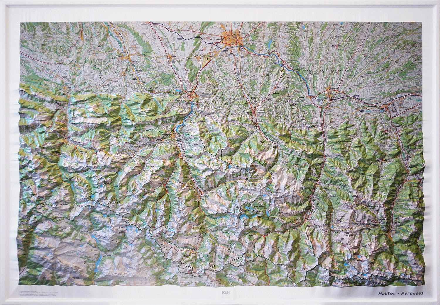 Online bestellen: Reliëfkaart Hautes Pyrenées met voelbaar 3D Relief 113 x 80 cm (9782758534587) | IGN - Institut Géographique National
