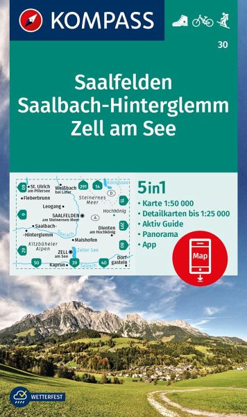 Online bestellen: Wandelkaart 30 Saalfelden - Saalbach-Hinterglemm - Zell am See | Kompass