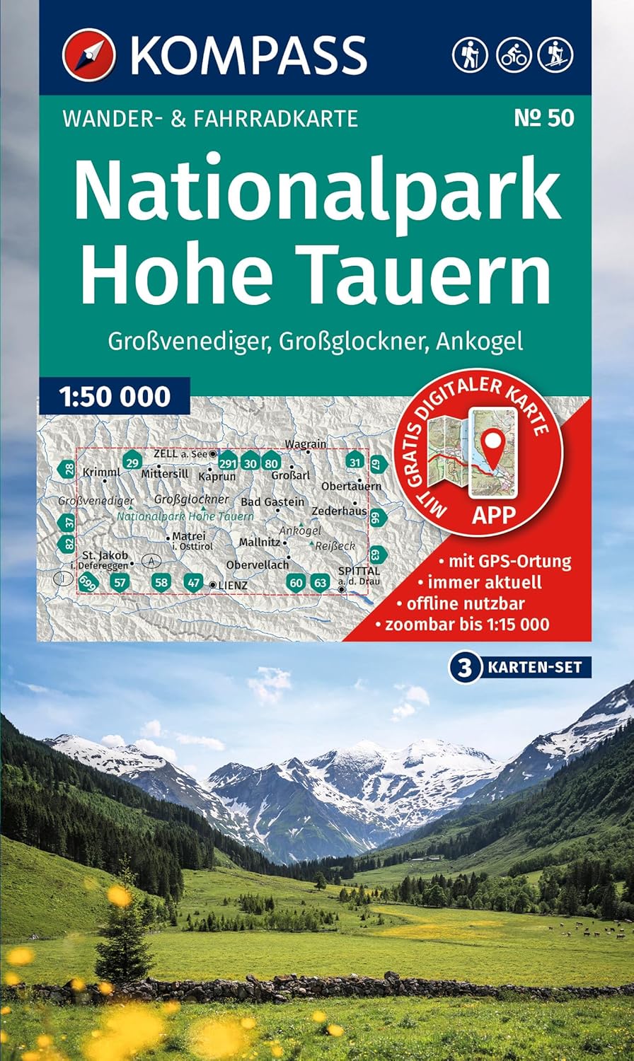 Wandelkaart 50 Nationalpark Hohe Tauern | Kompass