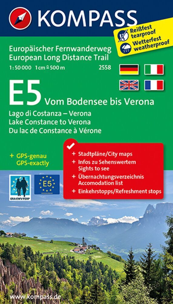 Online bestellen: Wandelkaart 2558 Europäischer Fernwanderweg E5 | Kompass