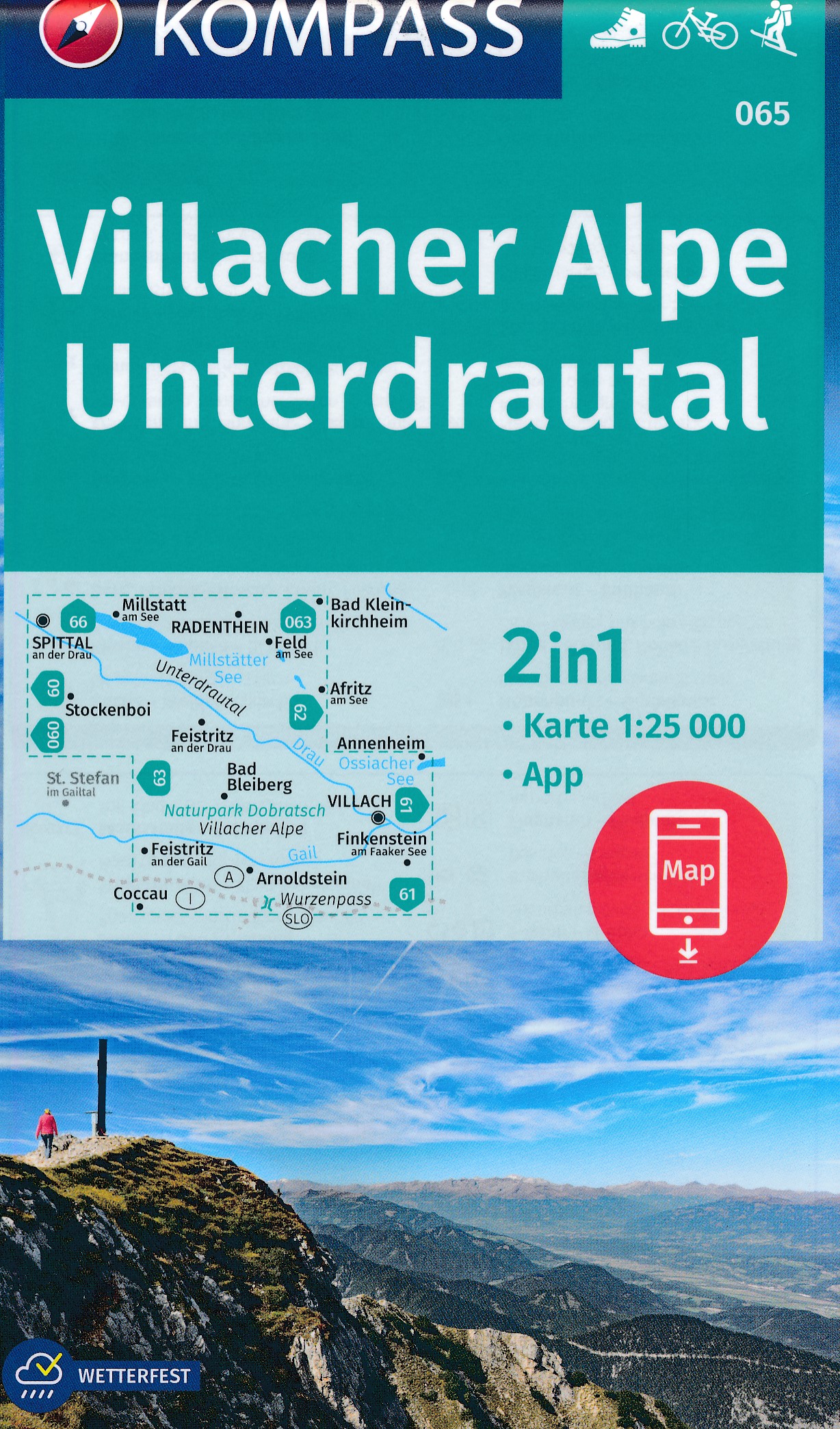 Online bestellen: Wandelkaart 065 Villacher Alpe - Unterdrautal | Kompass