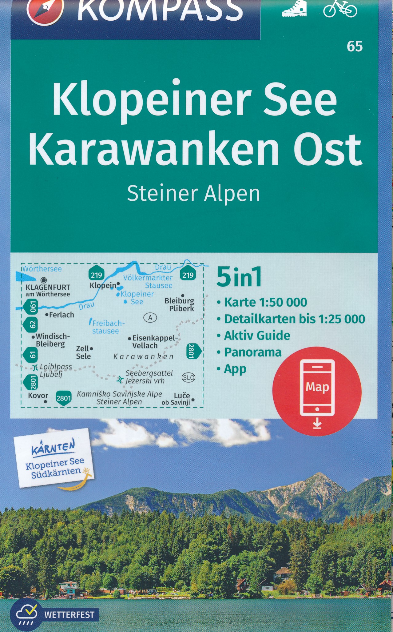 Online bestellen: Wandelkaart 65 Klopeiner See - Karawanken Ost | Kompass