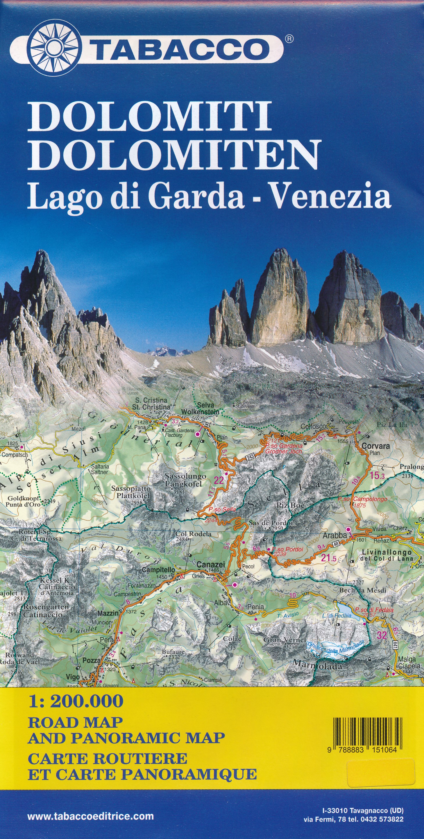 Online bestellen: Wegenkaart - landkaart Dolomiti - Dolomieten - Lago di Garda - Venezia | Tabacco Editrice