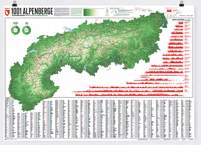 Online bestellen: Wandkaart 1001 Alpenberge | 140 x 100 cm | Marmota Maps