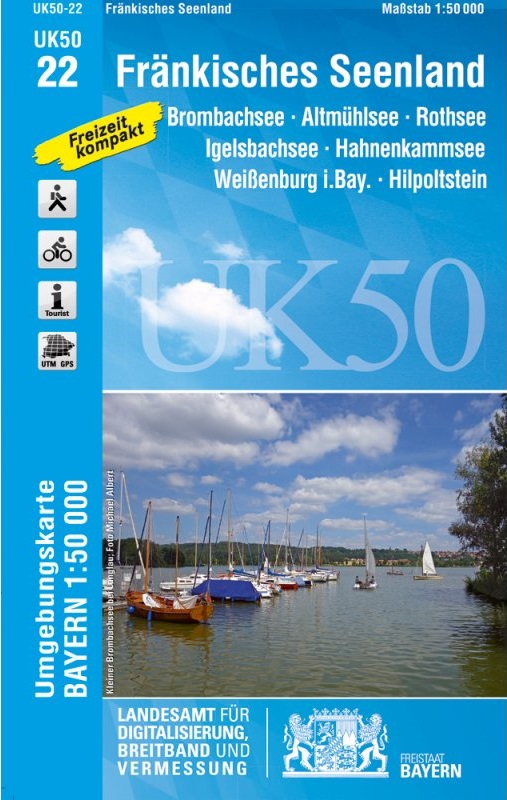Online bestellen: Wandelkaart 22 UK50 Fränkisches Seenland | LVA Bayern