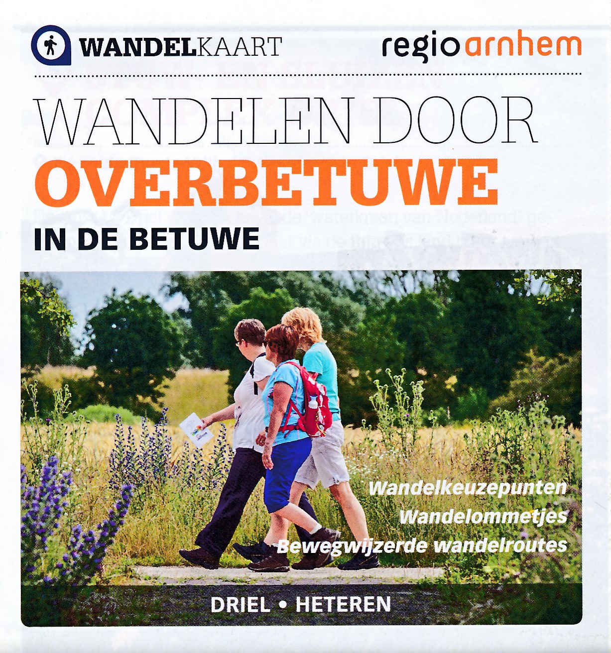 Wandelknooppuntenkaart - Wandelkaart Wandelen door Overbetuwe in de Be