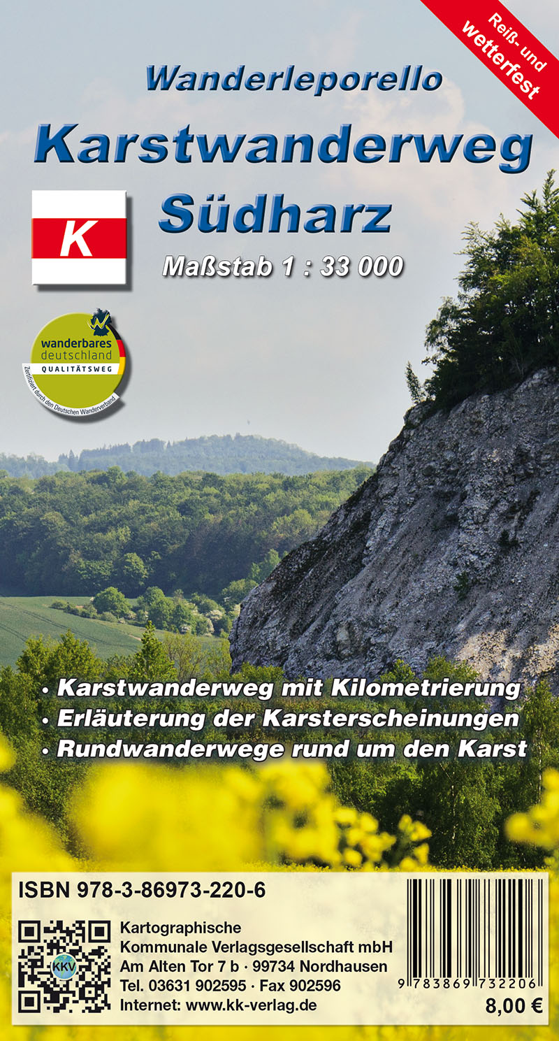 Online bestellen: Wandelkaart Karstwanderweg Südharz | Kartographische Kommunale Verlagsgesellschaft