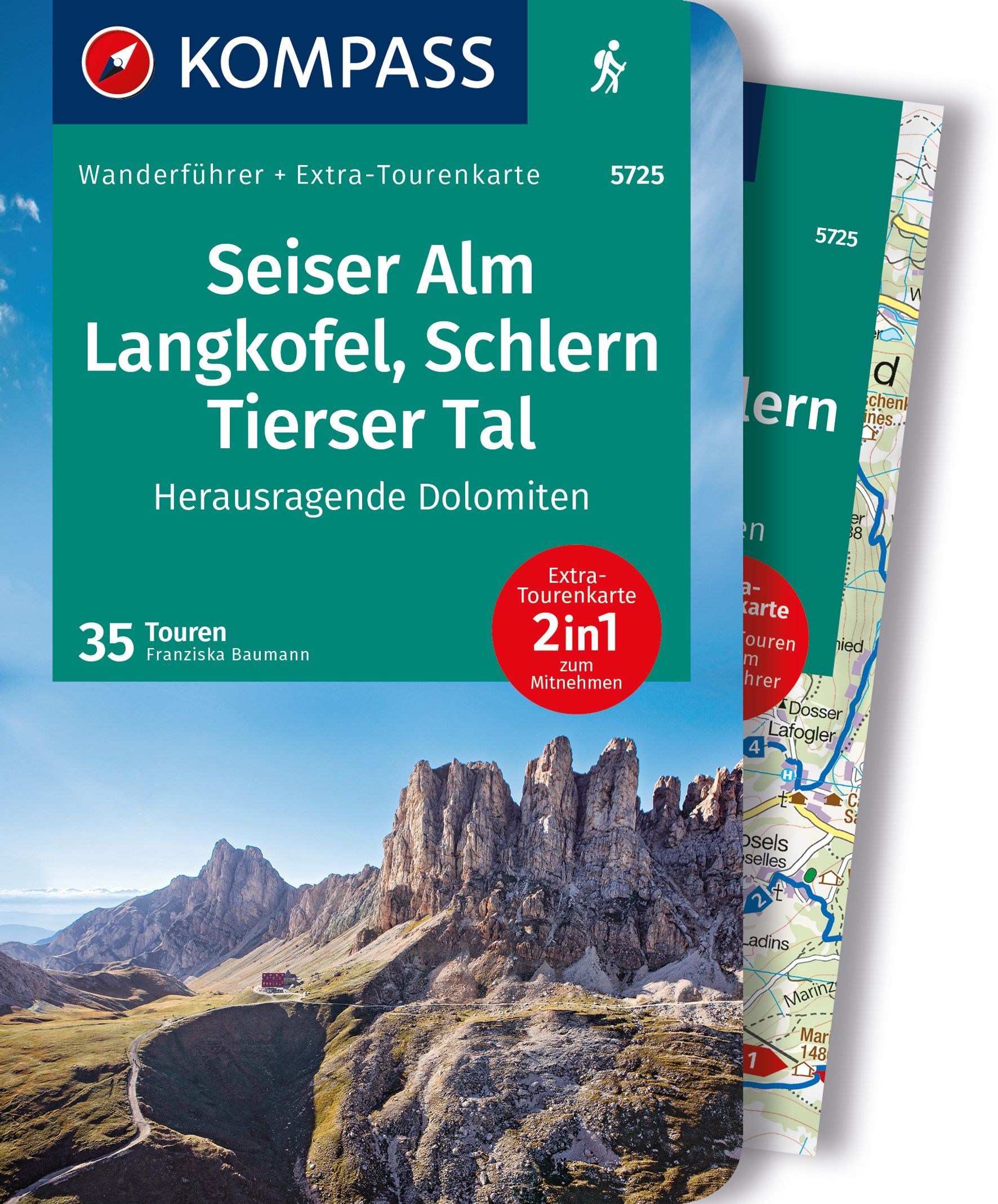 Online bestellen: Wandelgids 5725 Seiser Alm, Langkofel, Schlern, Rosengarten | Kompass
