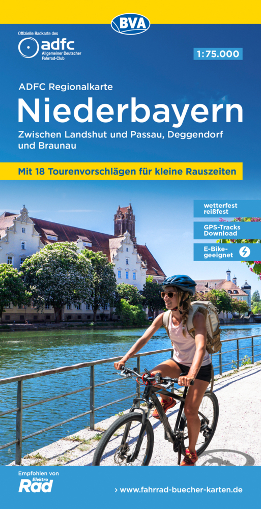 Online bestellen: Fietskaart ADFC Regionalkarte Niederbayern | BVA BikeMedia