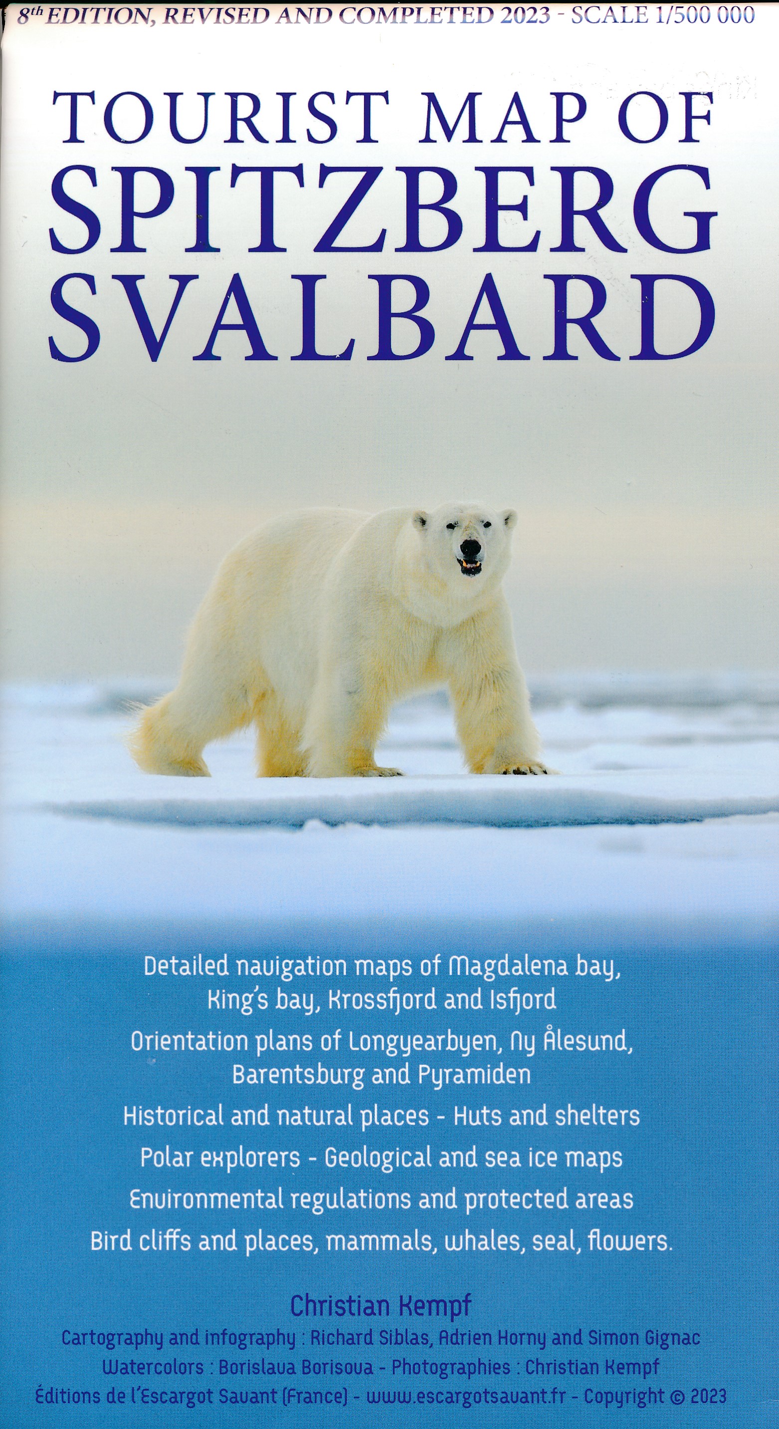 Online bestellen: Wegenkaart - landkaart Tourist map of Svalbard - Spitsbergen | Christian Kempf