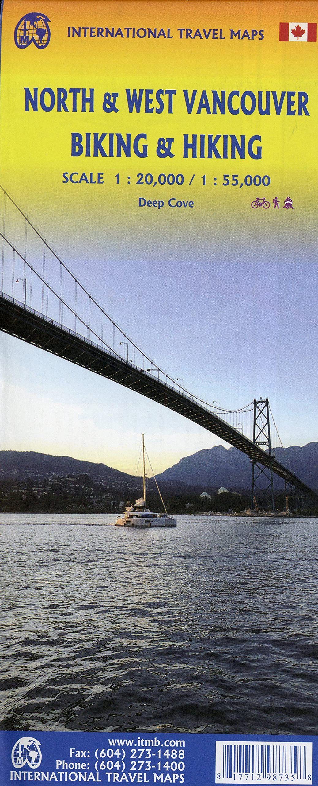 Online bestellen: Fietskaart - Wandelkaart North & West Vancouver Biking Hiking | ITMB