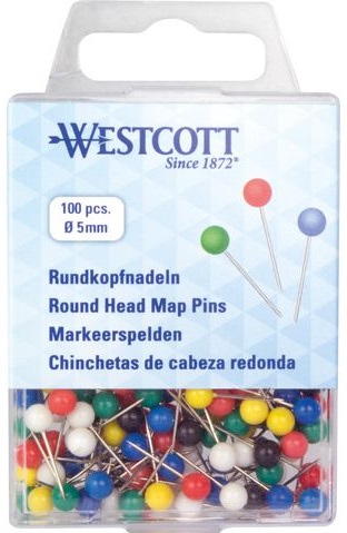 ★ Markeerspelden voor wandkaart - diverse kleuren | Westcott