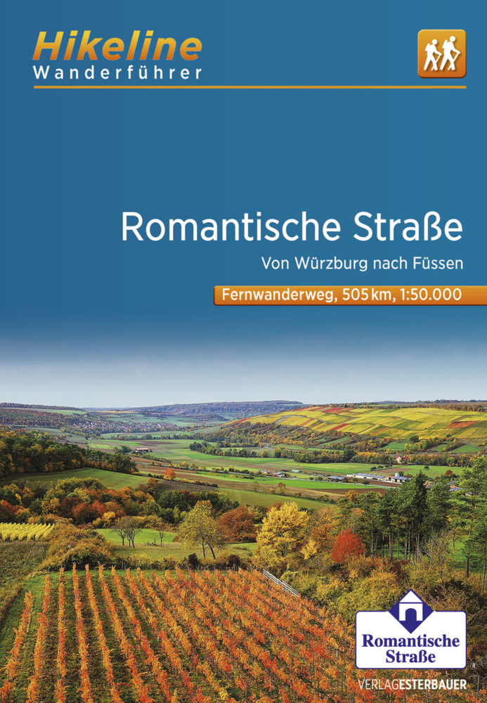 Online bestellen: Wandelgids Hikeline Fernwanderweg Romantische Straße | Esterbauer