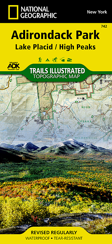 Wandelkaart 742 Lake Placid, High Peaks: Adirondack Park Map | Nationa