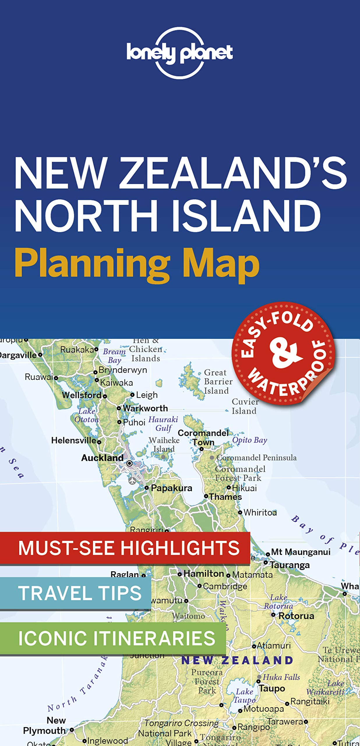 Online bestellen: Wegenkaart - landkaart Planning Map New Zealand's North Island - noordereiland Nieuw Zeeland | Lonely Planet