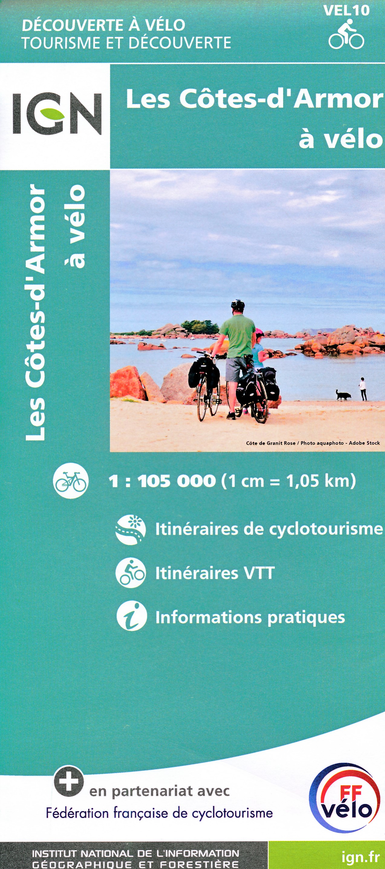 Online bestellen: Fietskaart 10 Velo Cotes-d'Armor a velo - by bike | IGN - Institut Géographique National