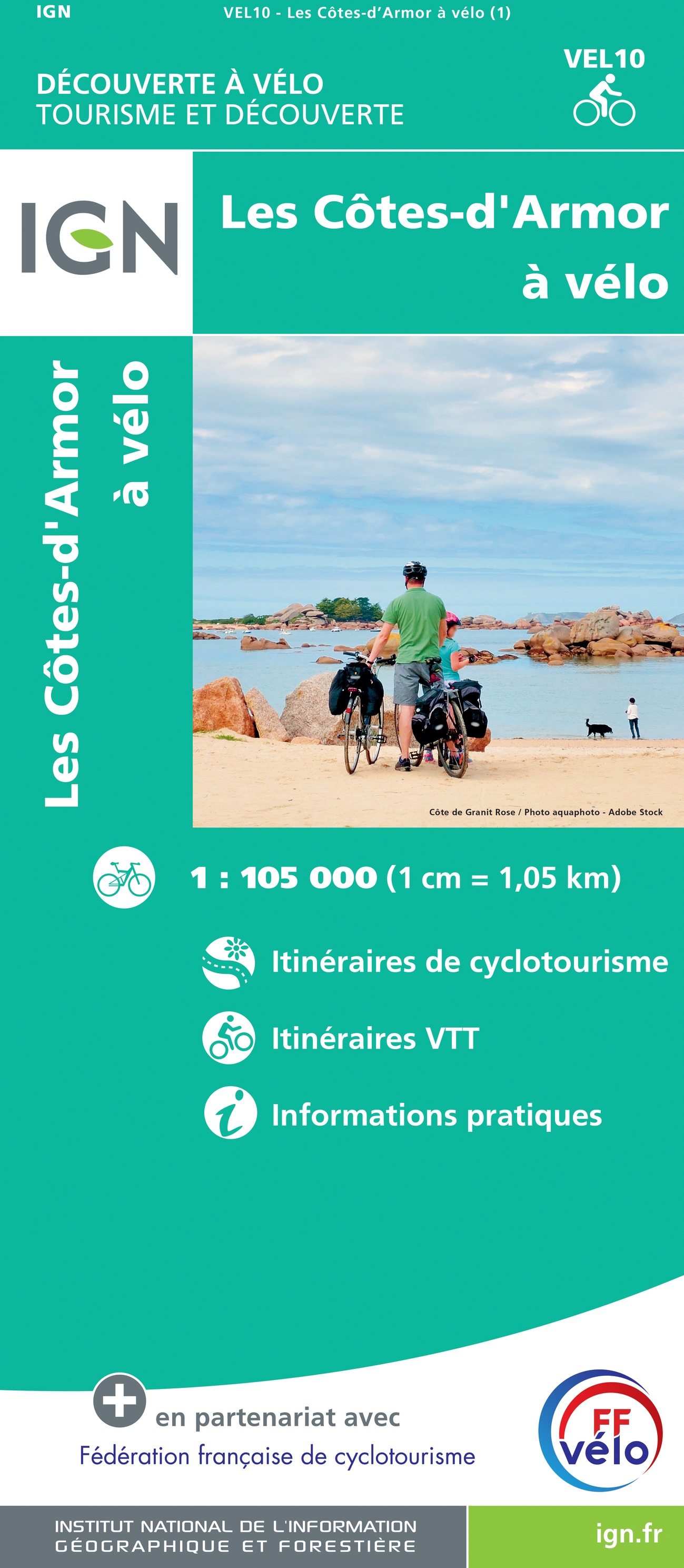 Fietskaart 10 Velo Cotes-d'Armor a velo - by bike | IGN - Institut Géo
