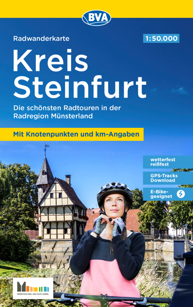 Online bestellen: Fietsknooppuntenkaart ADFC Radwanderkarte Munsterland - Kreis Steinfurt | BVA BikeMedia