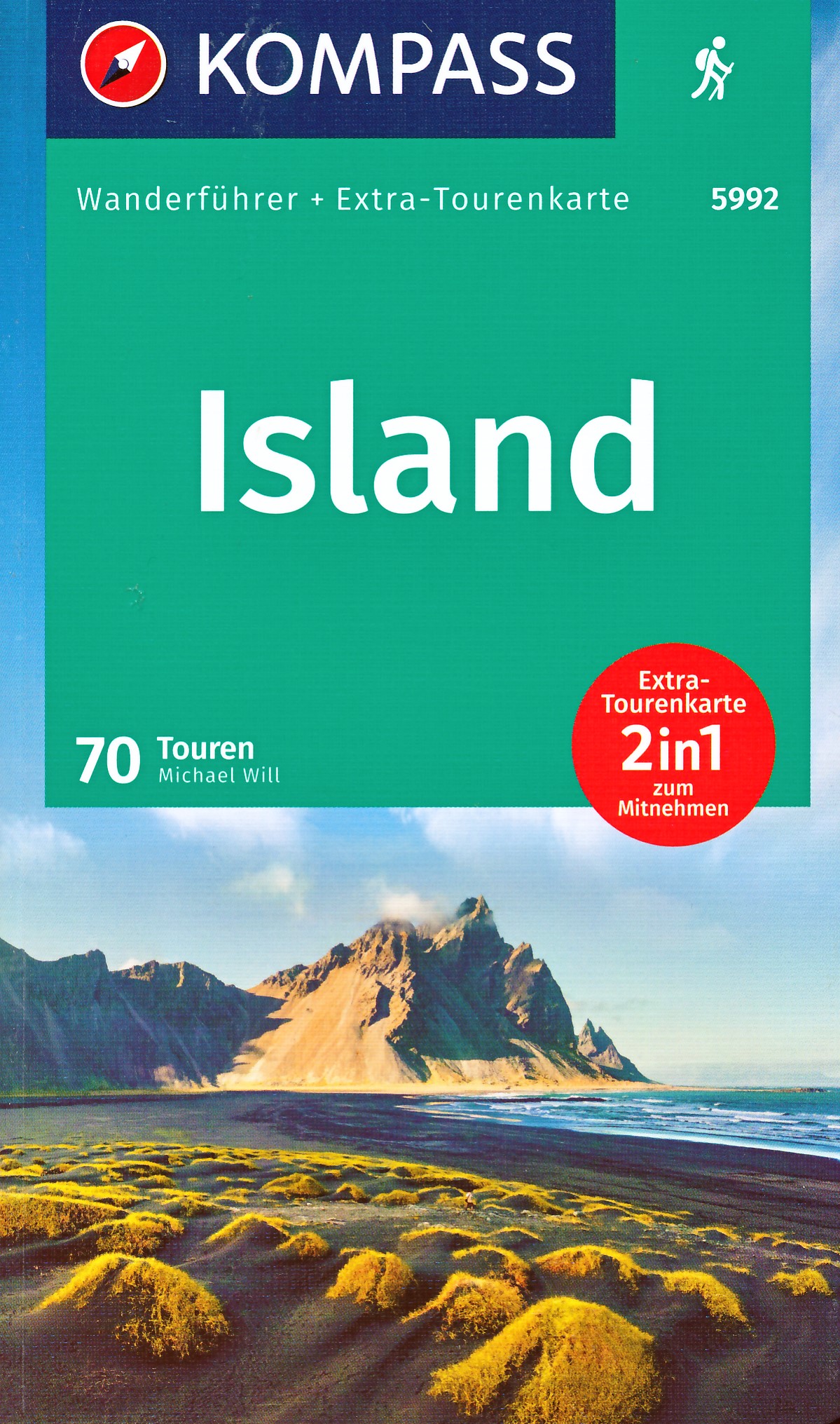 Online bestellen: Wandelgids 5992 Wanderführer IJsland - Island | Kompass