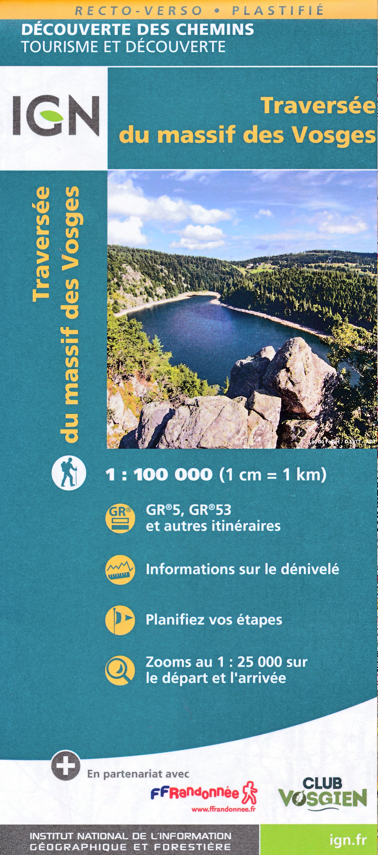 Online bestellen: Wandelkaart Traversée du Massif des Vosges GR5 - GR53 Vogezen | IGN - Institut Géographique National