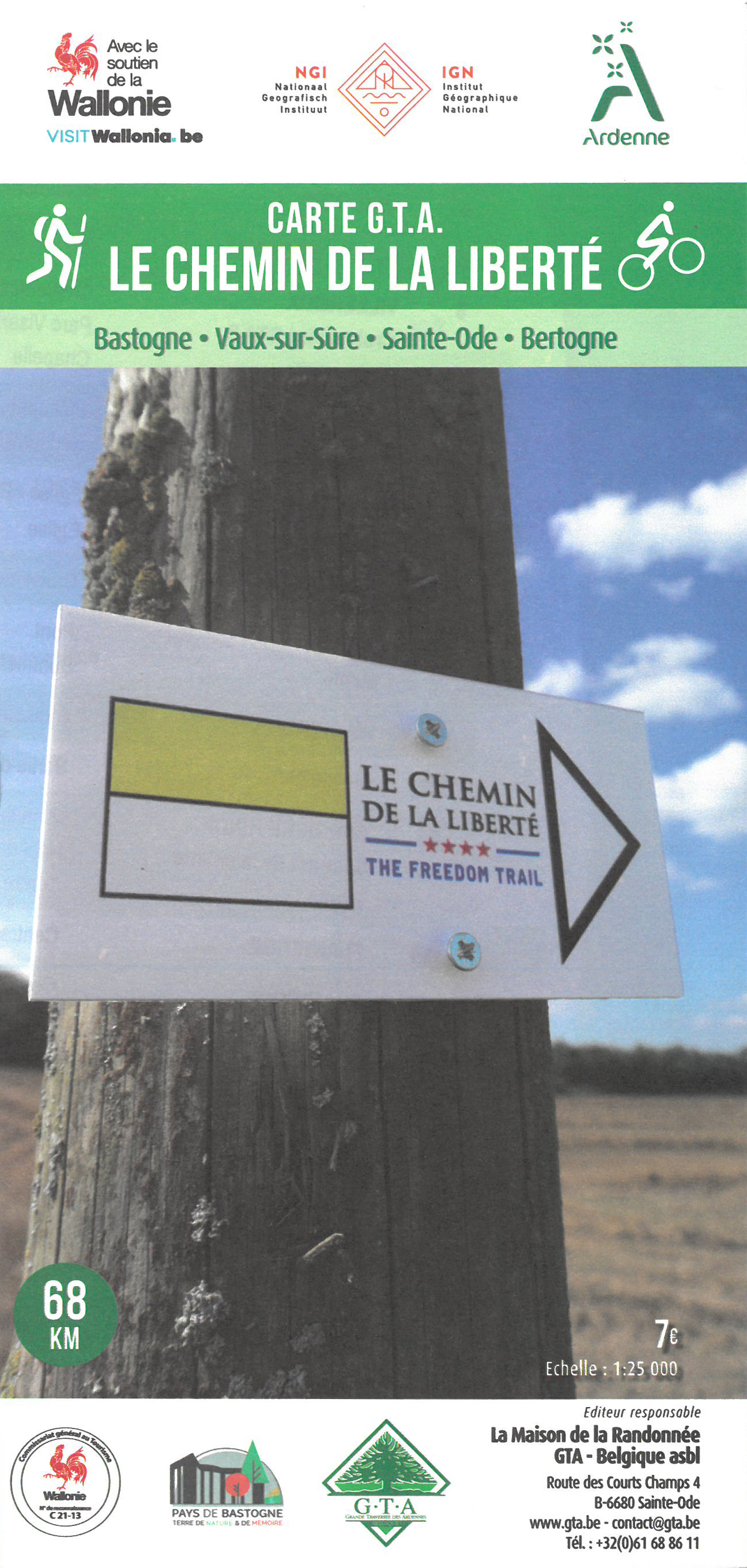 Online bestellen: Wandelkaart 206 Le chemin de la liberté (Vrijheidspad - Freedom Trail) | NGI - Nationaal Geografisch Instituut
